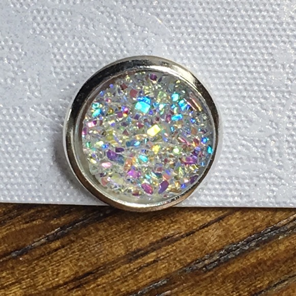 Rainbow Clear Druzy Earrings - Picture 4 of 5